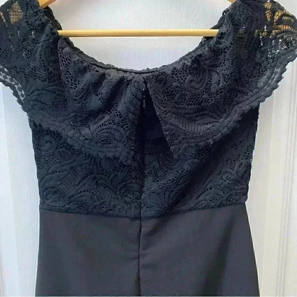 Le Chateau Cocktail Dress Off Shoulder Bardot Lace Bodice Formal LBD Black XS - Picture 10 of 16